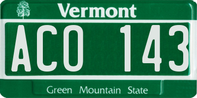VT license plate ACO143