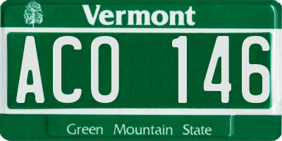 VT license plate ACO146