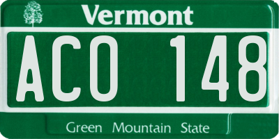 VT license plate ACO148