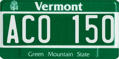 VT license plate ACO150