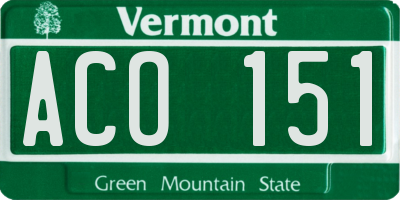 VT license plate ACO151