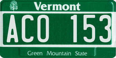 VT license plate ACO153