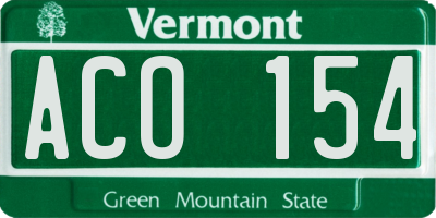 VT license plate ACO154