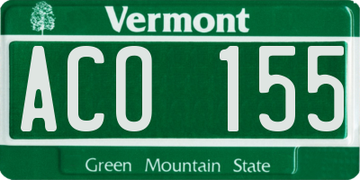 VT license plate ACO155