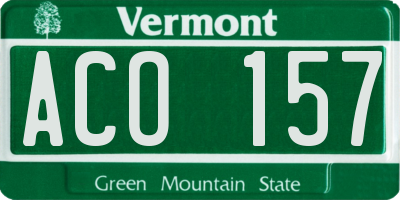 VT license plate ACO157
