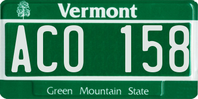 VT license plate ACO158