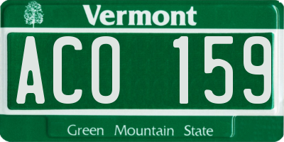 VT license plate ACO159