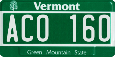 VT license plate ACO160