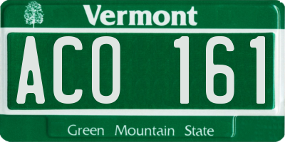 VT license plate ACO161