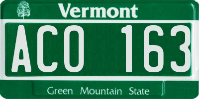 VT license plate ACO163