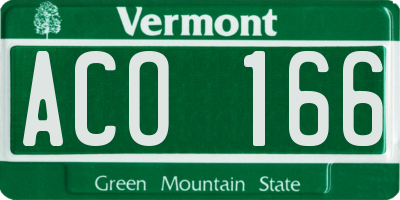 VT license plate ACO166