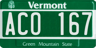 VT license plate ACO167