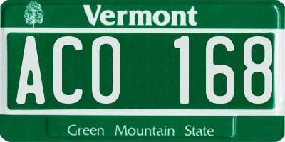 VT license plate ACO168