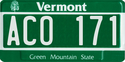VT license plate ACO171