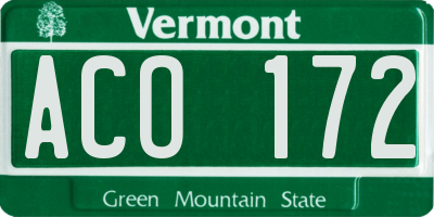 VT license plate ACO172