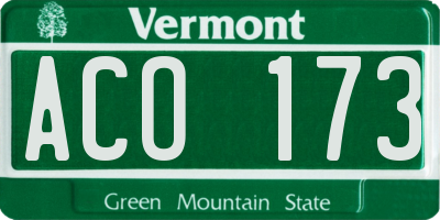 VT license plate ACO173