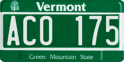 VT license plate ACO175