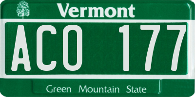 VT license plate ACO177