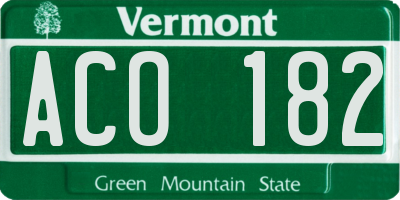 VT license plate ACO182