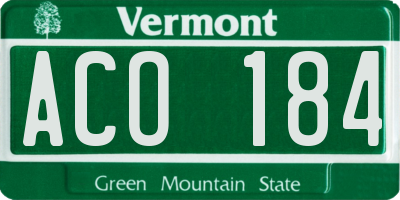 VT license plate ACO184