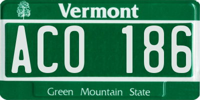VT license plate ACO186