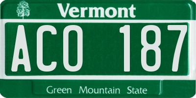 VT license plate ACO187