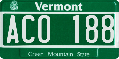 VT license plate ACO188