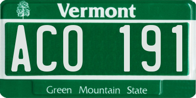 VT license plate ACO191