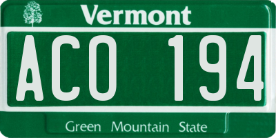 VT license plate ACO194