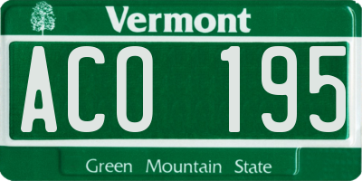 VT license plate ACO195