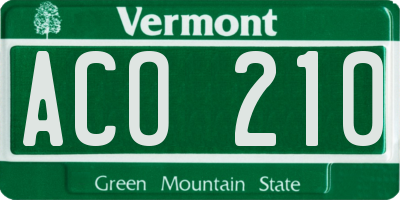 VT license plate ACO210