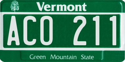 VT license plate ACO211