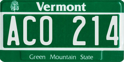 VT license plate ACO214