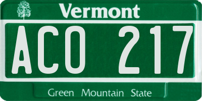 VT license plate ACO217