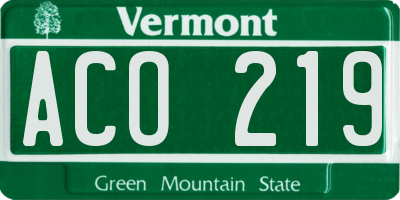 VT license plate ACO219