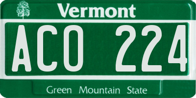 VT license plate ACO224
