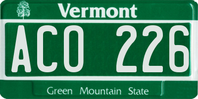 VT license plate ACO226