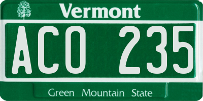 VT license plate ACO235