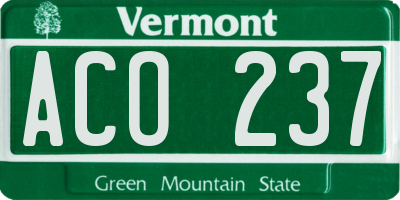 VT license plate ACO237