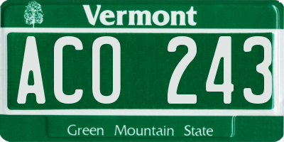 VT license plate ACO243