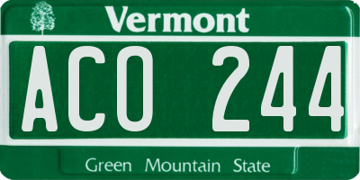 VT license plate ACO244