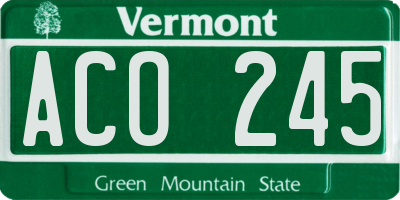 VT license plate ACO245