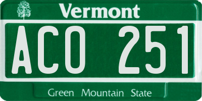 VT license plate ACO251