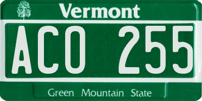 VT license plate ACO255