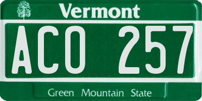 VT license plate ACO257