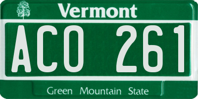 VT license plate ACO261