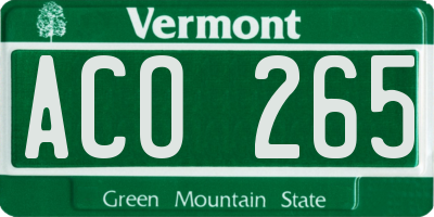 VT license plate ACO265