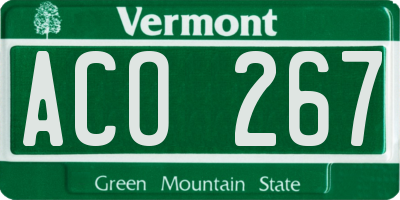 VT license plate ACO267