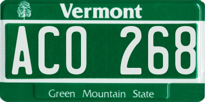 VT license plate ACO268