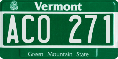 VT license plate ACO271